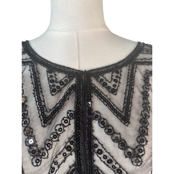 Vintage Black Sequin Sheer Capelet Shrug Bolero - Picture 4 of 14